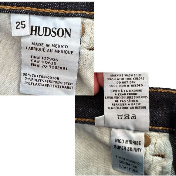 NWOT Hudson Nico Super Skinny Mid Rise Dark Wash Jeans Sz 25 - Picture 10 of 12